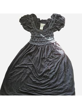 Coquette Ren Faire Y2k Max Studio Black Smocked Dress